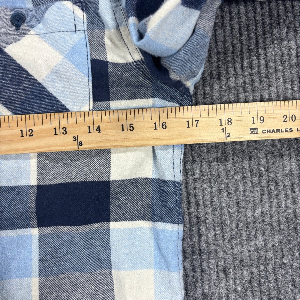 Levi's Hooded Flannel Shirt Kids Size L 10/12 Blue Plaid Long Sleeve Button Up - Picture 3 of 7